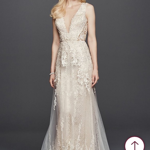 David's Bridal Dresses & Skirts - Tulle A-Line Wedding Dress with Plunging V-Neck